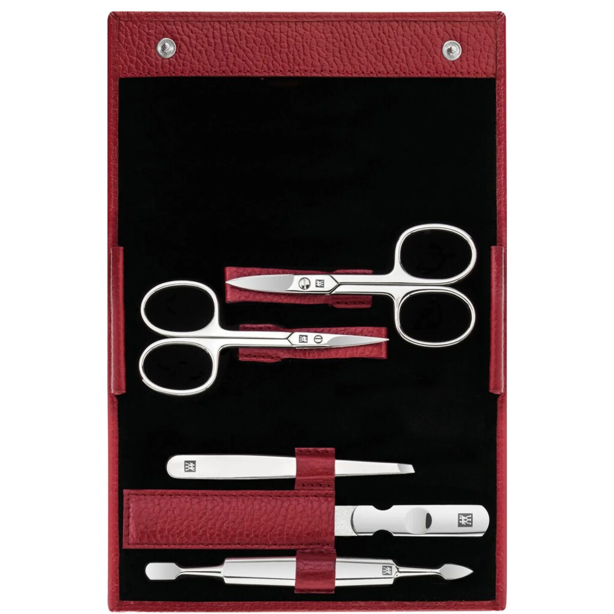 Zwilling Classic manikyrset 5 delar äkta läder, röd Manikyrset