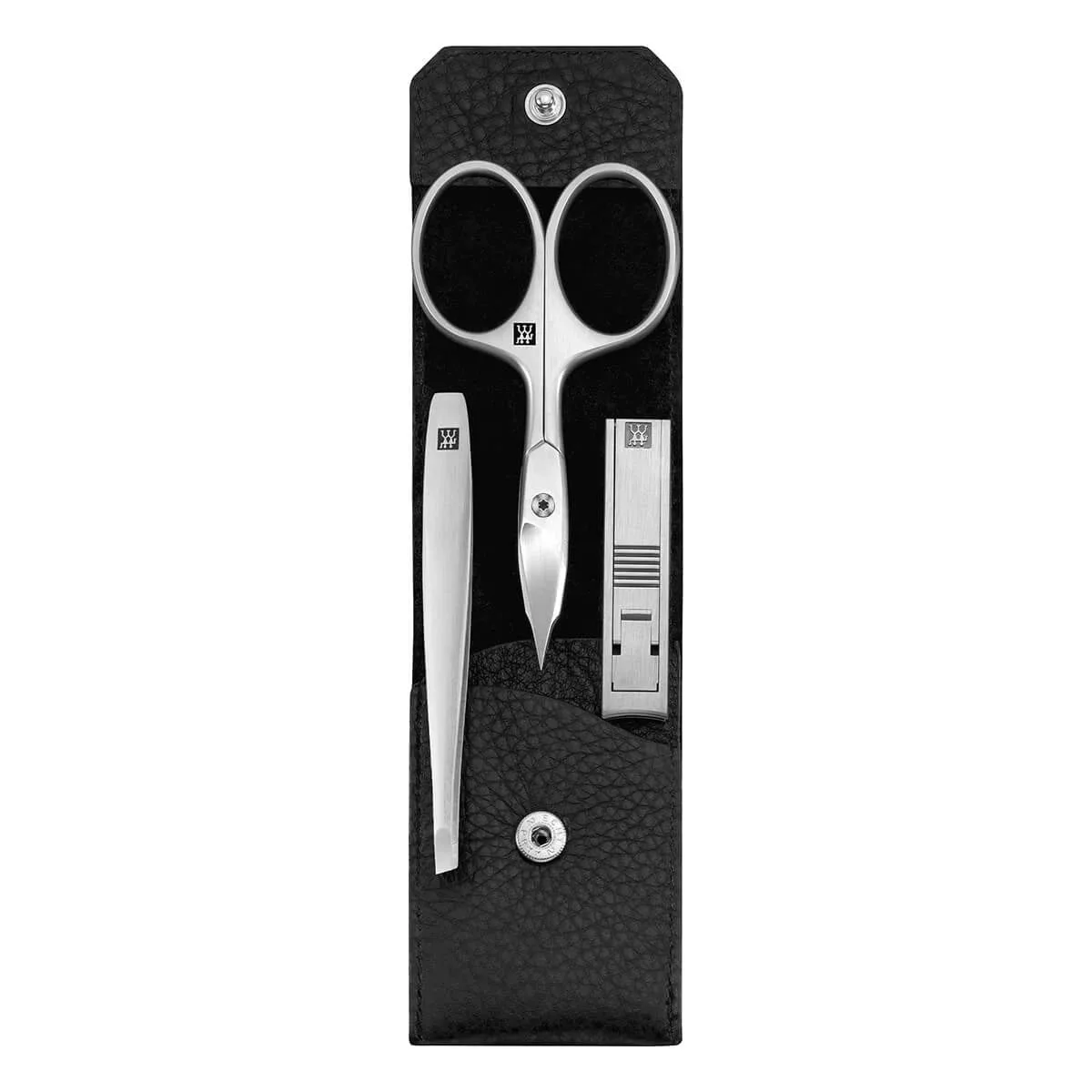 Zwilling Manicuresæt, 3 dele, Klik-luk Etui, Sort Læder