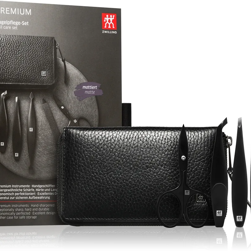 Zwilling Manikyr- och pedikyrset 5 delar, med nagelsax, läder, svart Manikyrset