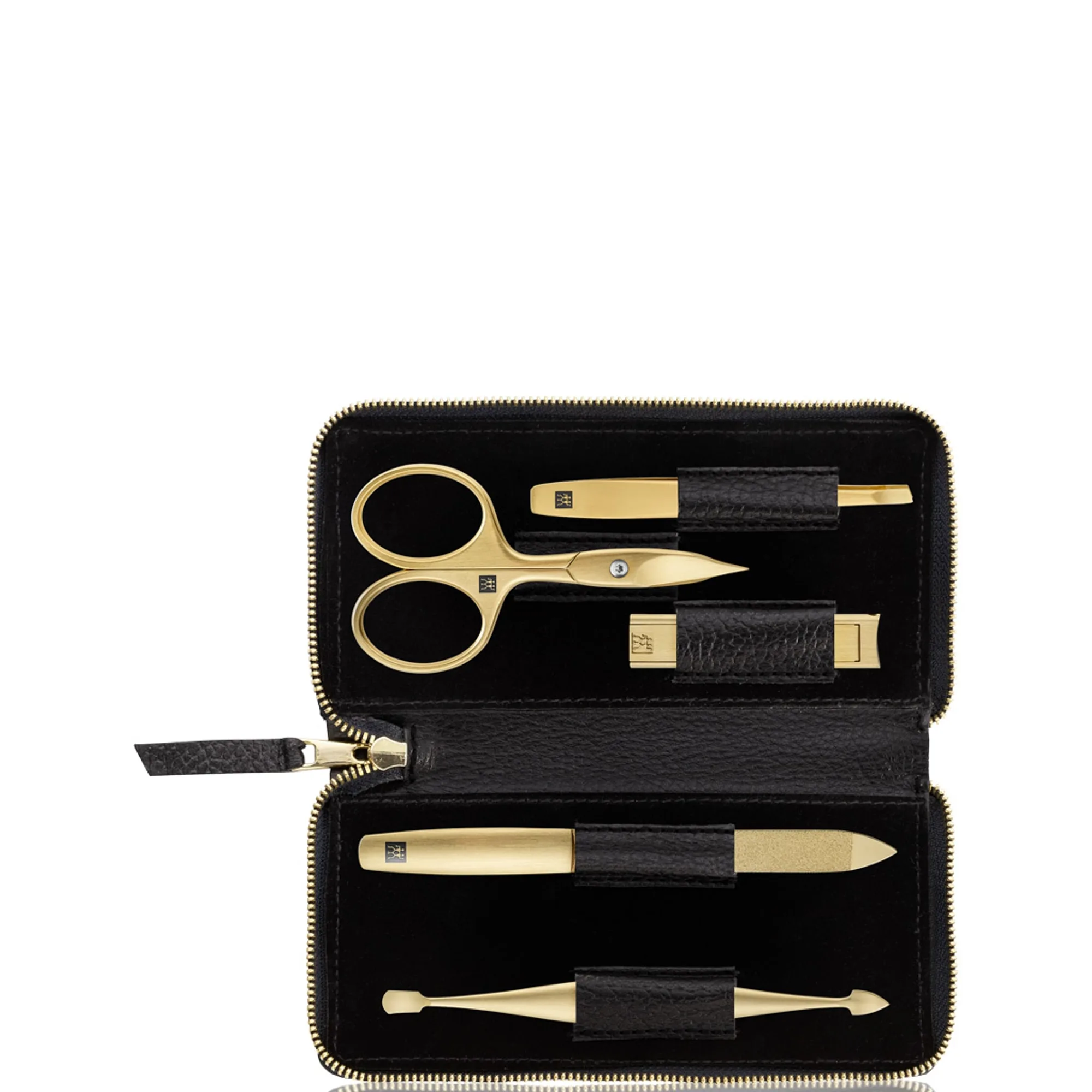 Zwilling Premium manikyrset 5 delar med kompakt nagelklippare i läder, i svart Manikyrset